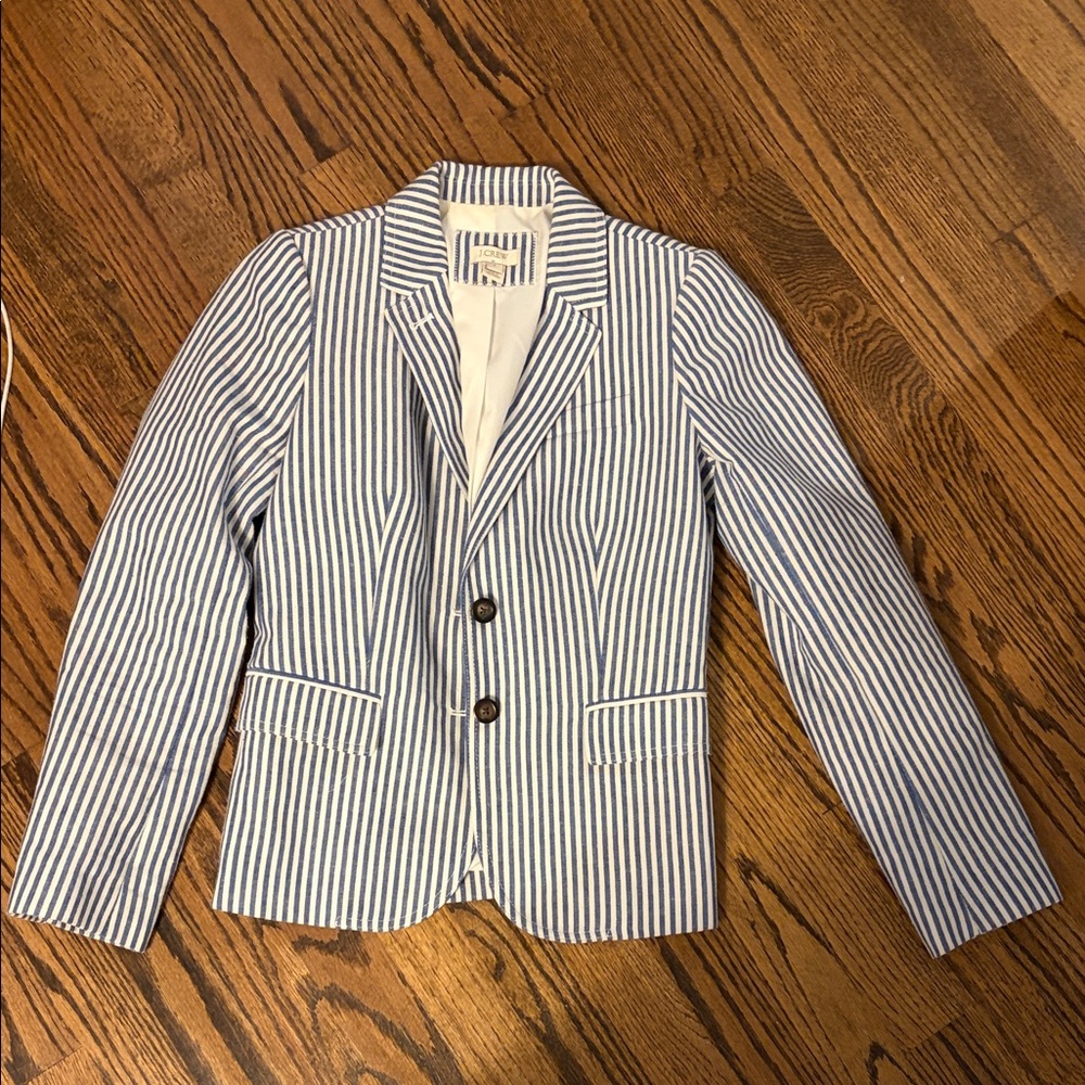 J. Crew Navy and White Striped Blazer